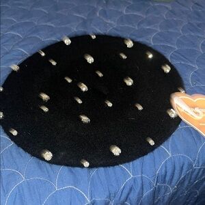 Black Beret with Silver Accents